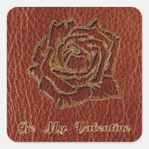 Leder-Blick Valentine-Rose Quadratsticker