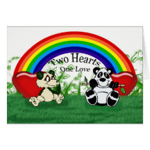 Leere homosexuelle lesbische Liebekarte mit Pandas