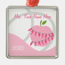 Lehrer-Verzierung - rosa Apple u. Weihnachtslichte Weinachtsornamente