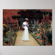 Leighton Dame in einem Garten Plakate