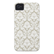 Leinwand-Beige-Damast iPhone 4 Etuis