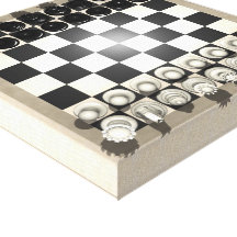 Leinwand-Druck: Schach-Stücke auf einem Schachbret Gespannte Galerie Drucke