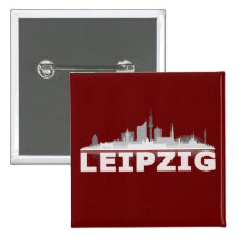 Leipzig City Skyline Button / Anstecker / Pin