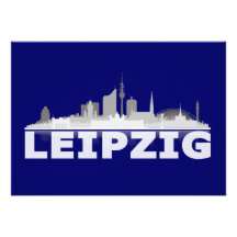Leipzig City Skyline Grußkarte / Klappkarte Personalisierte Ankündigungskarte