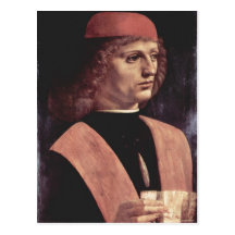 Leonardo da Vinci Portr? t eines Musikers Italiano Postkarte
