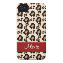 Leopard-Druck-Haut iPhone 4 Case-Mate-Rot-Band
