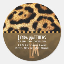 Leopard-Druck-Monogramm-Adressen-Etiketten Sticker