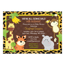 Leopard-Dschungel-Freund-Babyparty-Einladungen