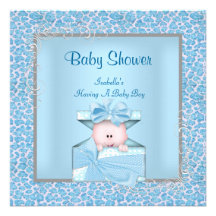 Leopard-Jungen-Babyparty-blaues Weiß Ankündigung