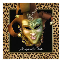 Leopard-Masken-rotes Maskerade-Party Personalisierte Einladungen