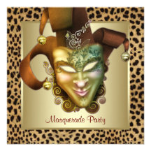 Leopard-Masken-rotes Maskerade-Party Individuelle Einladungskarte