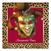 Leopard-Masken-rotes Maskerade-Party Individuelle Ankündigung