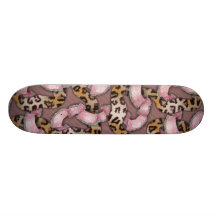 Leopards 'n Lace - intense pink - Custom Skate Board