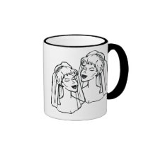 Lesbische Bräute, die Becher Wedding sind Tee Tassen