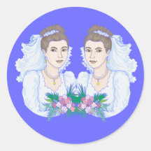 Lesbische Wedding Bräute Runde Sticker