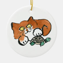 Let Go exclaims the Turtle to the Kitten Ornament