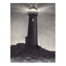 Leuchtturm nachts eine Navigationsleuchte glänzend Postkarten