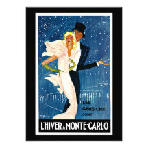 L'Hiver eine Monte Carlo Vintage Reise-Anzeige Einladungskarten