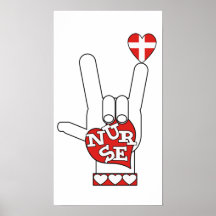 Liebe ASL I SIE Zeichen-Sprache - HANDherz-KRANKEN Posterdruck