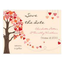 Liebe-Baum-Herzen, die Save the Date Wedding sind Postkarten