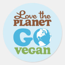 Liebe der Planet gehen vegan Runde Aufkleber