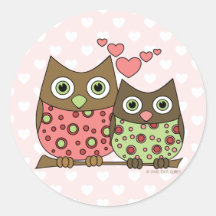 Liebe-Eulen Runde Sticker