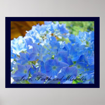 Liebe-Glauben- und Wunderkunstdrucke BlauHydrangea Posterdrucke