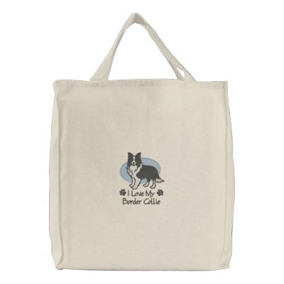 Liebe-Grenzcollie Bestickte Einkaufstasche Liebe-Grenzcollie Bestickte Einkaufstasche