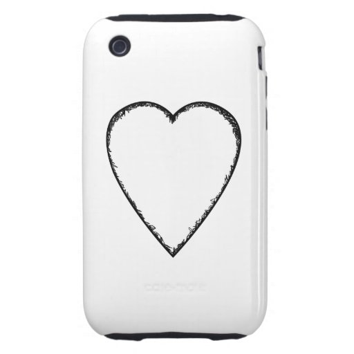 Liebe-Herz mit Gekritzel-Rand iPhone 3 Tough Etuis