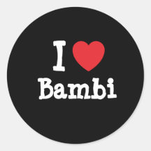 Liebe I Bambi Herz T-Shirt Runde Sticker