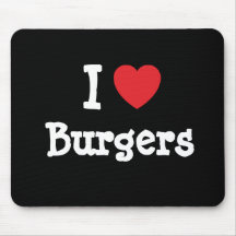 Liebe I Burger-Herz T-Shirt Mousepads