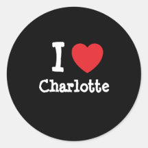 Liebe I Charlotte-Herz T-Shirt Runder Sticker