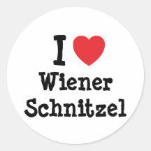 Liebe I Dackelschnitzel-Herz T-Shirt Runde Aufkleber