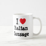 Liebe I italienisches Wurst-Herz T-Shirt Tee Tassen