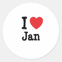 Liebe I Jan.-Herz T-Shirt Runder Sticker