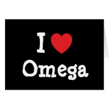 Liebe I Omega-Herz T-Shirt Grußkarten