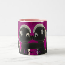 Liebe I Sie, die Stinktiere küssend niedlich, der  Kaffee Haferl
