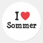 Liebe I Sommer Herz T-Shirt Runde Aufkleber