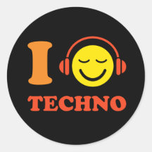 Liebe I techno Musiksmiley mit Kopfhöreraufkleber
