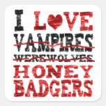 Liebe I Vampires Werewolves-Honigdachs Aufkleber