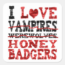 Liebe I Vampires Werewolves-Honigdachs Aufkleber
