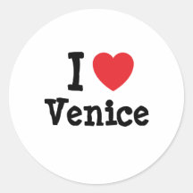 Liebe I Venedig-Herz T-Shirt Runder Sticker