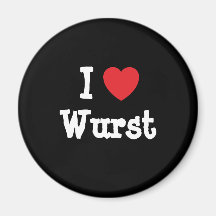 Liebe I Wurst-Herz T-Shirt Kühlschrankmagnete