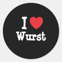 Liebe I Wurst-Herz T-Shirt Runder Sticker