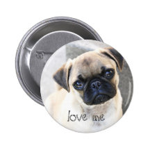 Liebe ich - niedliche Mops Anstecknadelbuttons