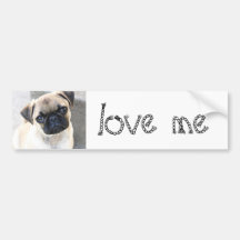 Liebe ich - niedliche Mops Auto Sticker