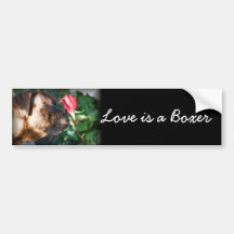 Liebe ist ein Boxerhunde- und -Rosenstoßaufkleber Auto Sticker