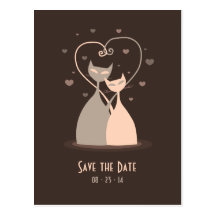 Liebe-Katzen - Save the Date Postkarte