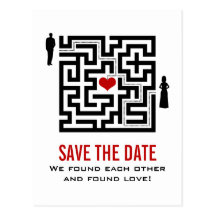 Liebe-Labyrinth-Save the Date Postkarte