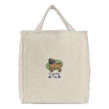 Liebe-Mops Bestickte Tragetasche
